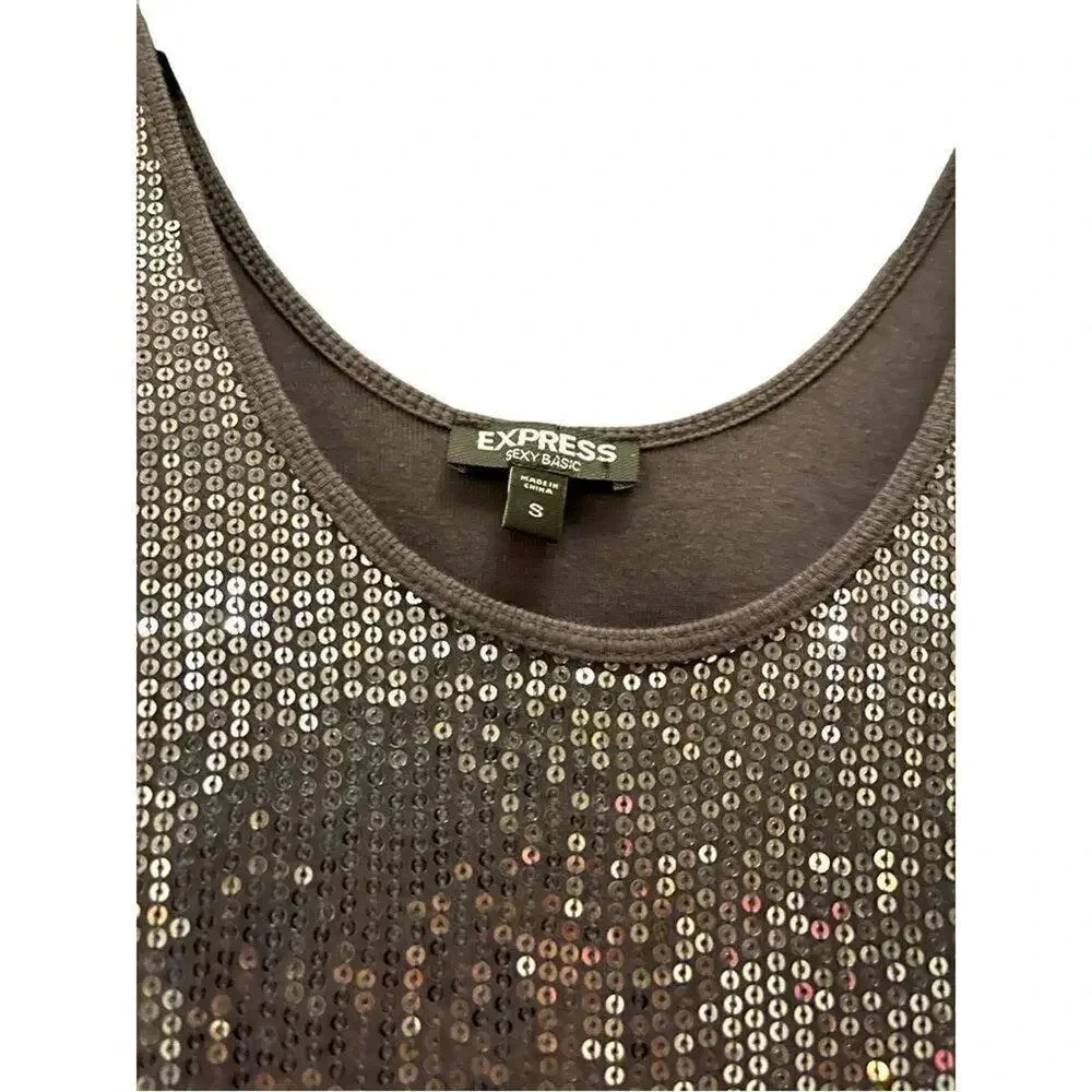 Express sexy basic sequined tank size small in gr… - image 4